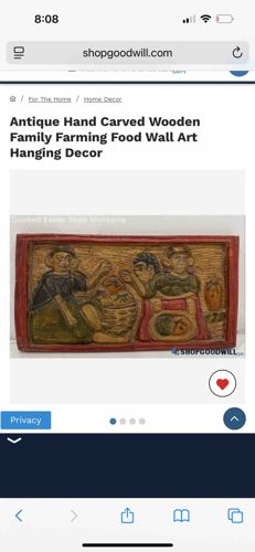 Hand Carved Wooden Family Farming Food Wall Art