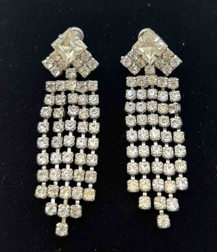 Vintage Rhinestone Waterfall Dangle Earrings