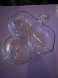 Clear Glass Triple Leaf Divided Dish