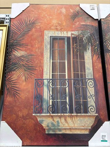 Tuscan-Style Balcony Scene Framed Giclée Wall Art