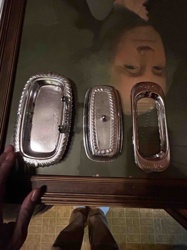 Set of Three Antique Silver-Plated Butter Dish Bottoms