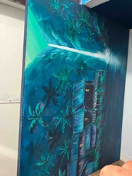 Tropical Urban Night Scape Painting