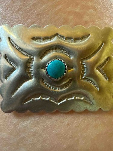 Native American Style Silver and Sleeping Beauty Turquoise Buckle/Pin