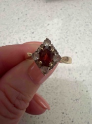 Vintage Garnet and White Stone Cluster Ring