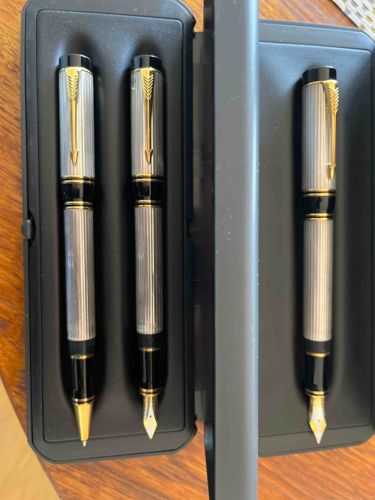 Parker Duofold Centennial Godron Sterling Silver Pen Set