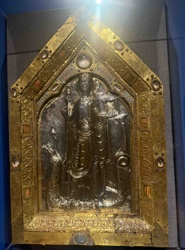 Medieval Reliquary Panel or Altar Frontal Section with Saint Michael
