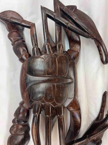 Chinese Hand-Carved Rosewood Crab Sculpture