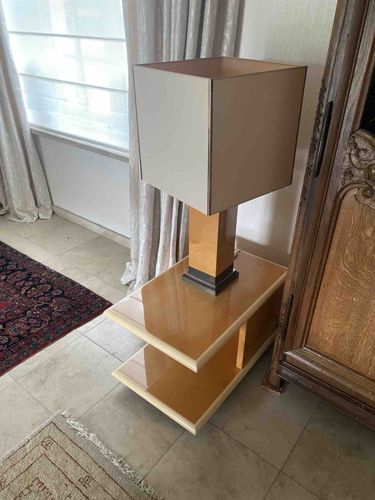Art Deco Style Table Lamp with Integrated Shelving Unit