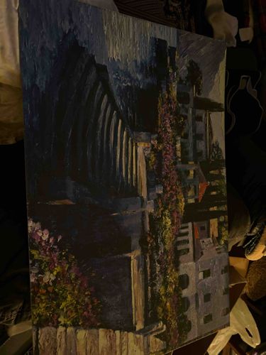 Impressionistic European Village Lanscape Painting