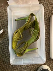 Pair of Lime Green Embossed Strappy Stiletto Heels