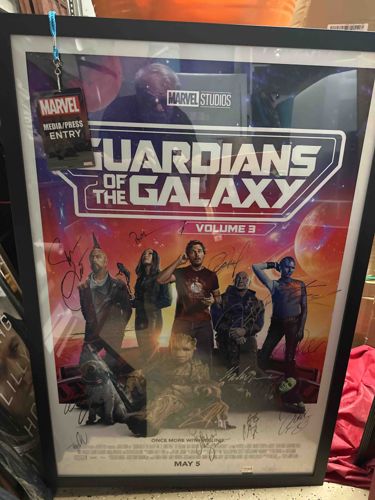 Autographed Guardians of the Galaxy Vol. 3 Framed Movie Poster with Media Pass