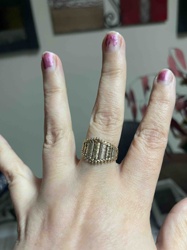 Vintage Gold Tone Textured Panel Ring