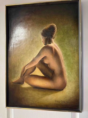 Seated Female Nude Painting by Vittore Cerchi