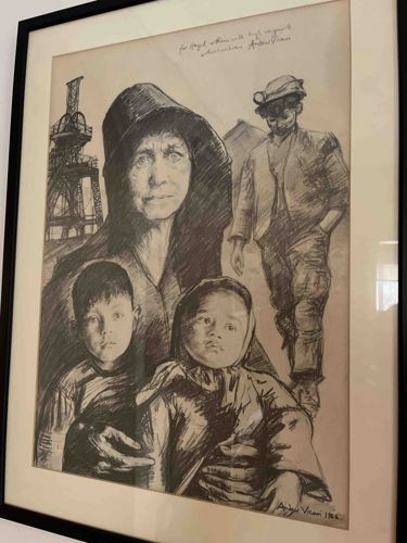 Andrew Vicari Signed Drawing 'Miners' Family' dated 1966