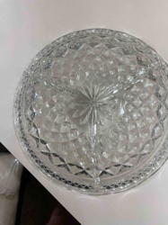 Clear Pressed Glass Bowl with Diamond and Starburst Pattern