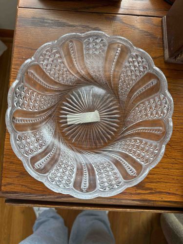 Pressed Glass Scalloped Serving Bowl