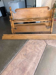 Vintage Wooden Bed Frame (Headboard, Footboard, and Side Rails)