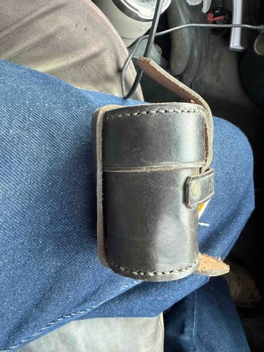Vintage Cylindrical Leather Belt Case