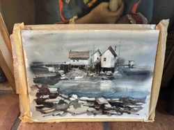 Coastal Landscape Watercolor Painting