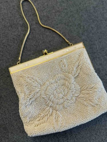 Vintage Beaded Evening Purse with Floral Motif
