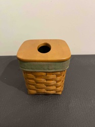 Longaberger Woven Wood Tissue Basket with Wooden Lid