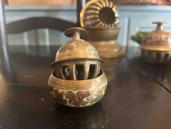 Indian Brass Elephant Claw Bell with Decorative Base