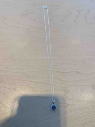 Silver-Tone Necklace with Blue Stone and Halo Pendant