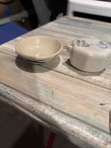 Vintage Chinese Blue and White Porcelain Saki Set Pieces