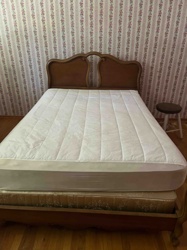 Vintage Wooden Bed Frame with Mattress and Box Spring