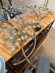 Bronze Tone Metal and Glass Leaf Wall Art Sculpture