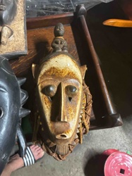 African Tribal Mask with Seated Figure Headdress