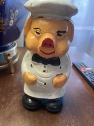 Vintage Cast Iron Chef Piggy Bank