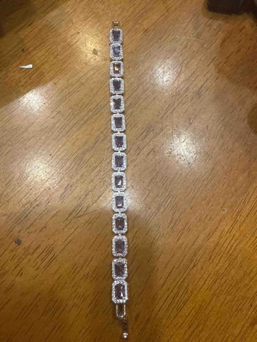 Sterling Silver Amethyst and Halo Tennis Bracelet