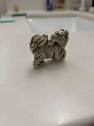 Carved Bovine Bone or Ivory Mythical Beast Figurine (Shishi/Foo Dog)