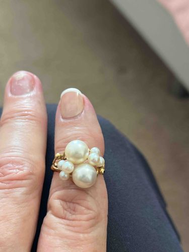 Vintage Multi-Pearl Cluster Ring in Yellow Gold