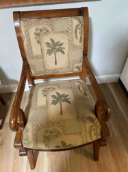 Tropical Motif Wooden Armchair