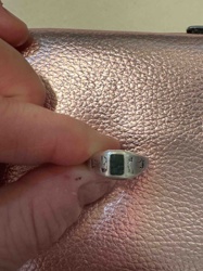 Vintage Silver Signet Ring with Green Stone Inlay