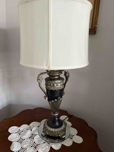 Neoclassical Urn-Style Table Lamp with Fabric Shade