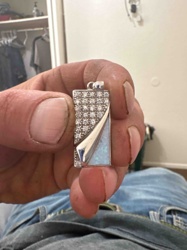 Two-Tone Rectangular Pendant with Pave Stones and Opal Inlay
