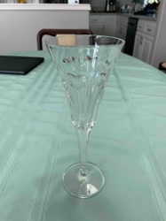 Crystal Champagne Flute with Heart/Leaf Etching