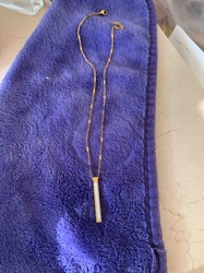 Gold-Toned Chain Necklace with White Bar Pendant