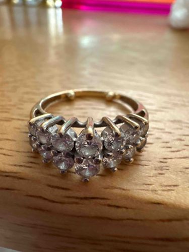 Two-Row Diamond and Yellow Gold Band Ring