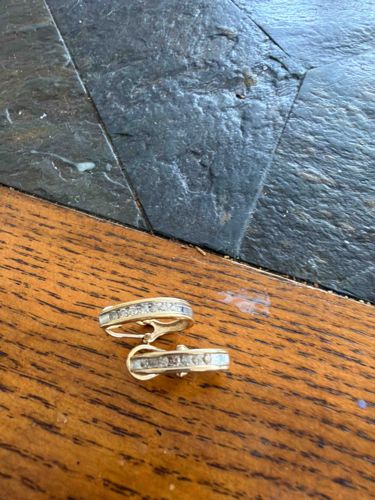 Two-Tone Channel-Set Diamond J-Hoop Earrings