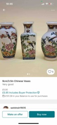 Set of Three Miniature Chinese Decorative Vases