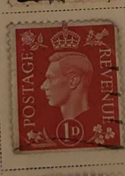 King George VI Postage and Revenue Stamp (1d)