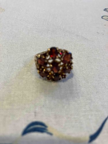 14K Gold Garnet Cluster Ring