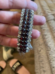 Vintage Multi-Row Red and Clear Rhinestone Bracelet