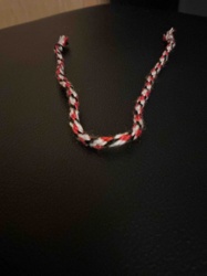Handmade Red, White, and Black Humikimo Bracelet