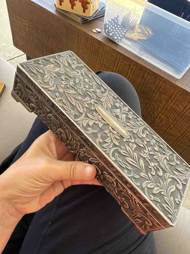 Antiqued Metal Floral Trinket Box