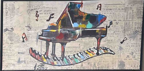 Abstract Grand Piano Painting with Detached Keyboard